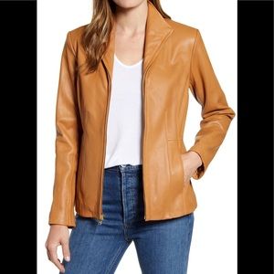 Terry Lewis Leather Jacket In Hazelnut Large